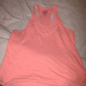 SO Coral Tank Top with Lace Detail